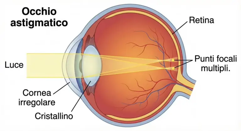Schema della messa a fuoco nell’astigmatismo