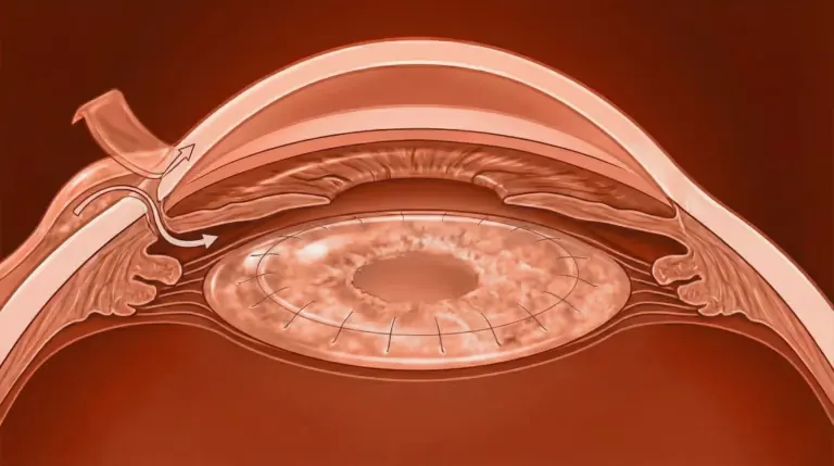 Illustrazione del trattamento chirurgico del glaucoma