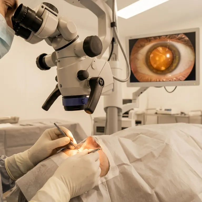 Intervento oculistico al microscopio (immagine illustrativa)