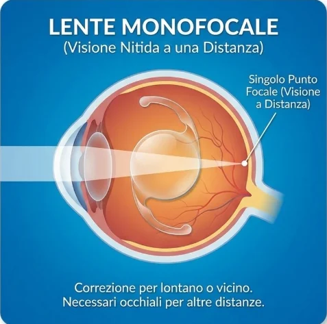 Schema di una lente intraoculare monofocale