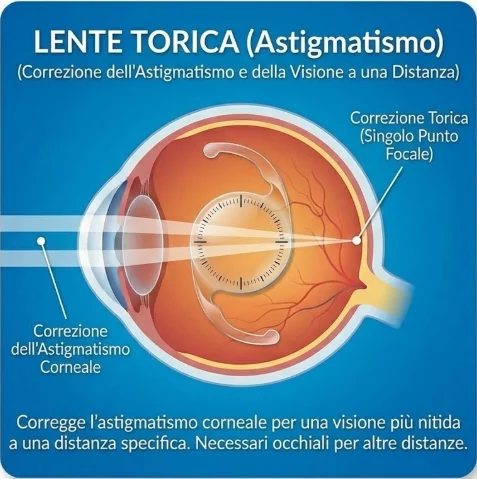 Schema di una lente intraoculare torica per l’astigmatismo