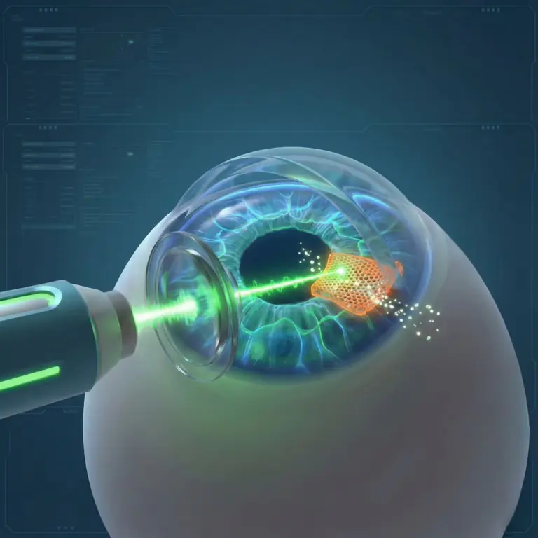 Illustrazione del trattamento laser SLT per il glaucoma